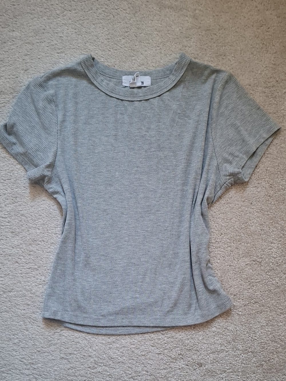 Light Grey Ribbed Short Sleeve Tee